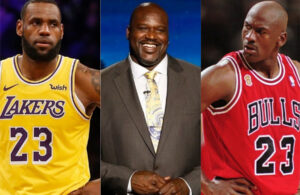 LeBron James, Shaquille O'Neal and Michael Jordan