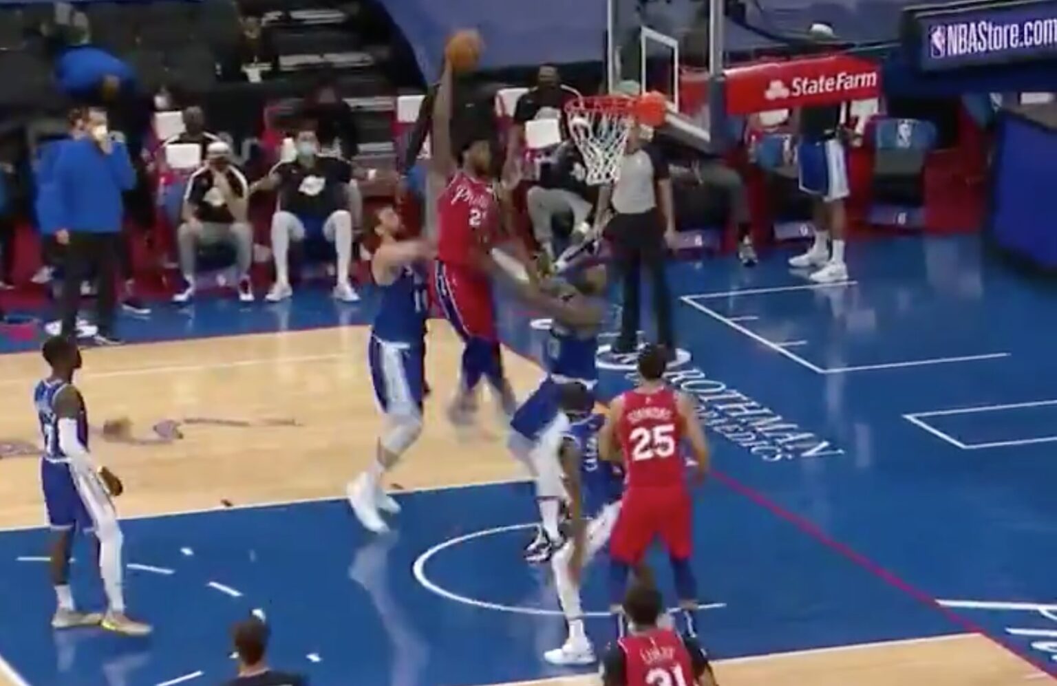 Video Lebron James Commits Dangerous Flagrant Foul On Joel Embiid After Nearly Getting