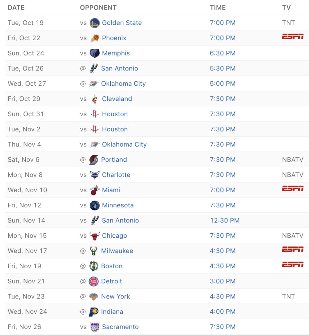 2021-22 Lakers schedule