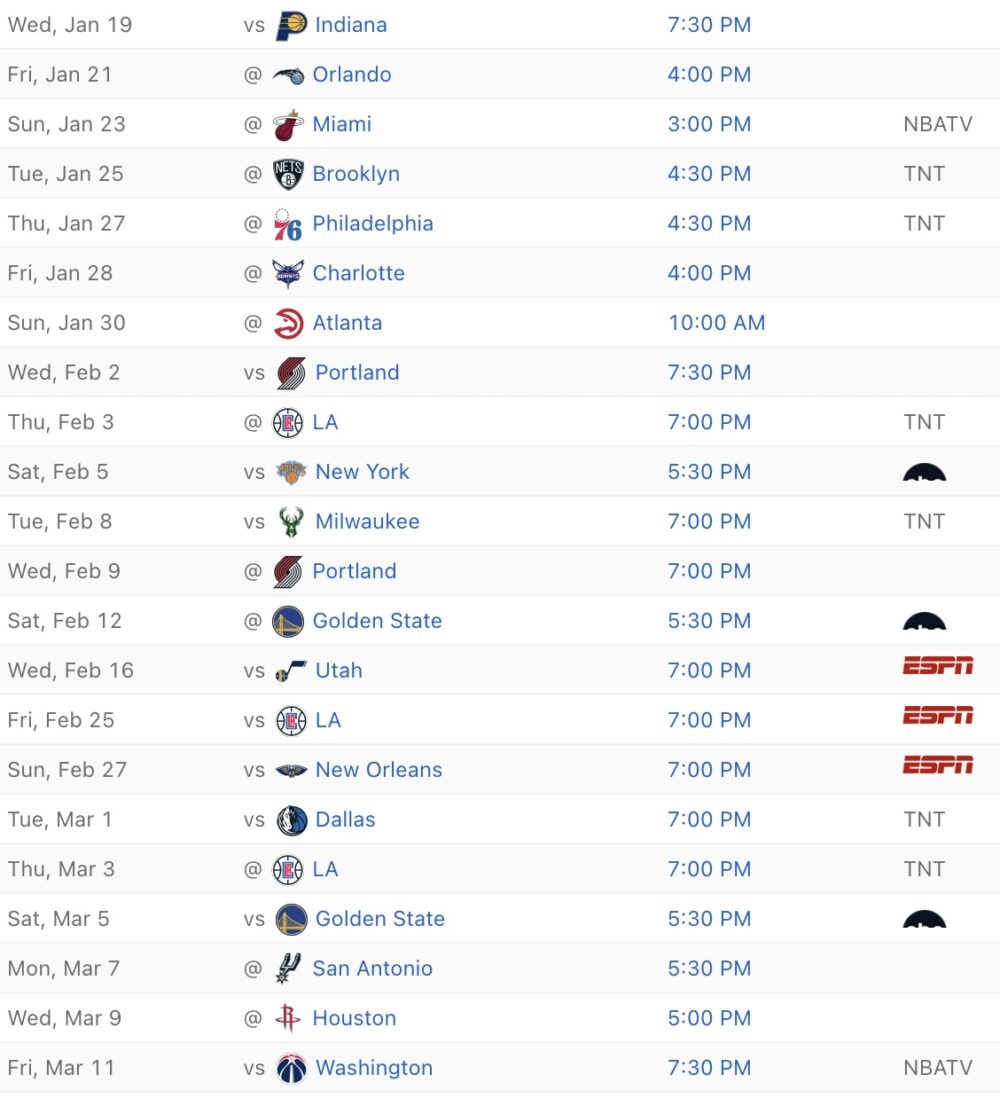 2021-22 Lakers schedule