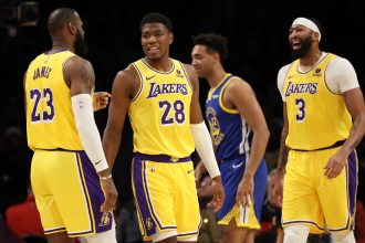 LeBron James, Rui Hachimura and Anthony Davis