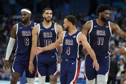 LeBron James, Jayson Tatum, Stephen Curry and Joel Embiid