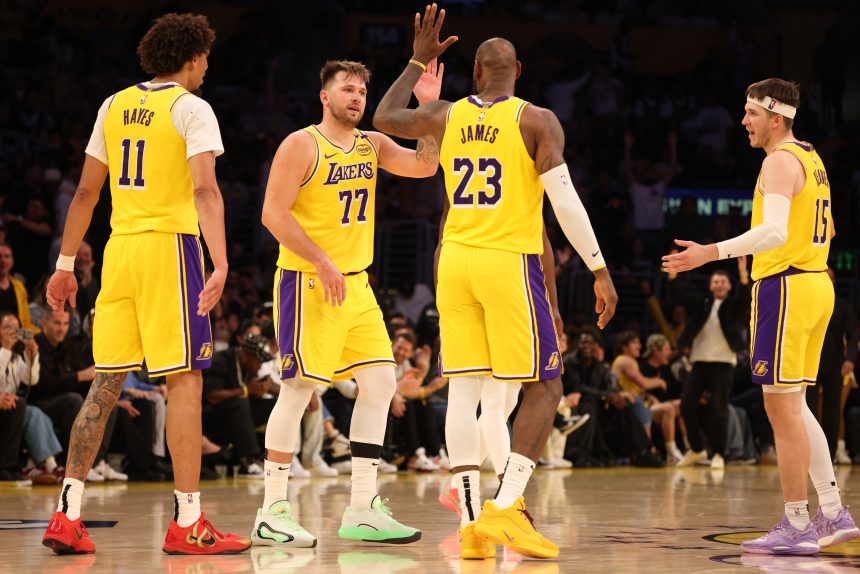LeBron James, Luka Doncic and Austin Reaves